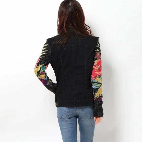Desigual Claudia Patchwork Denim Jacket | Embroidered Boho Floral Size 34 XS - Picture 14 of 16